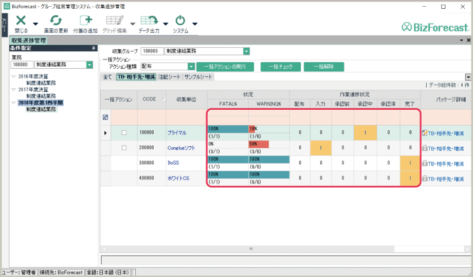 Management of Data Gathering Progress screen