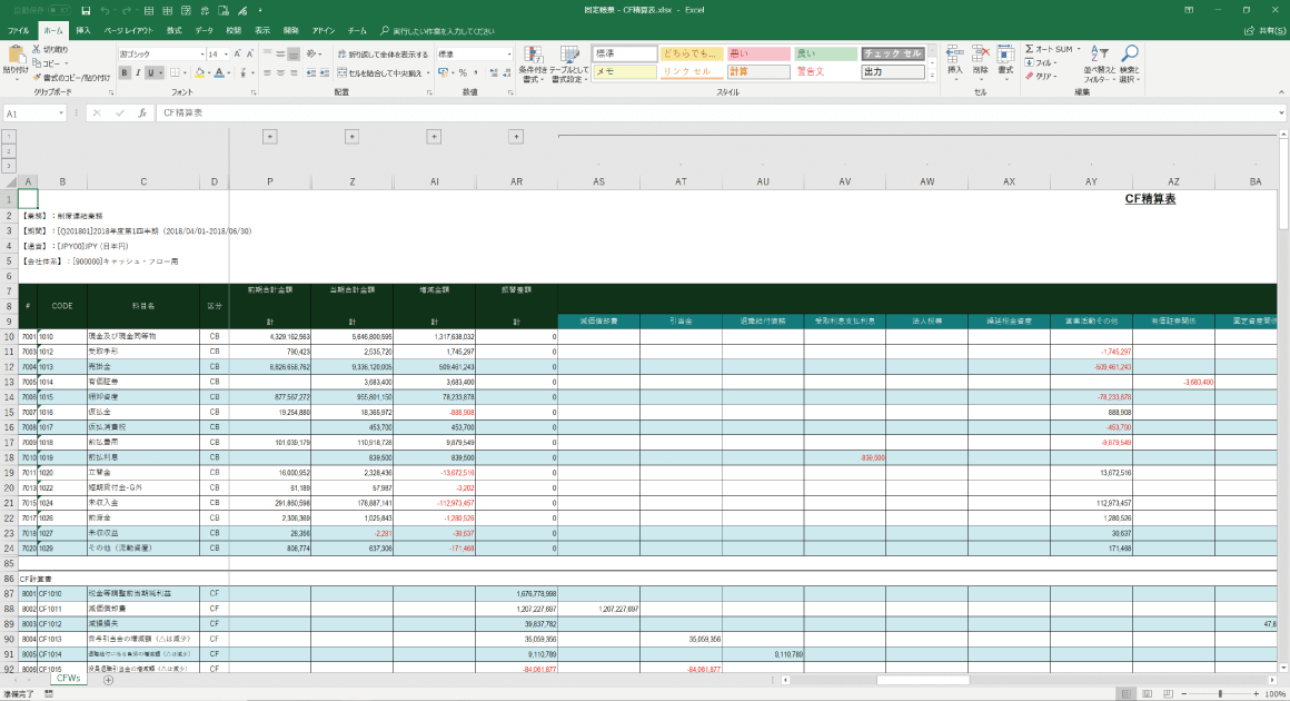 Fixed-Layout Report: CF Worksheet